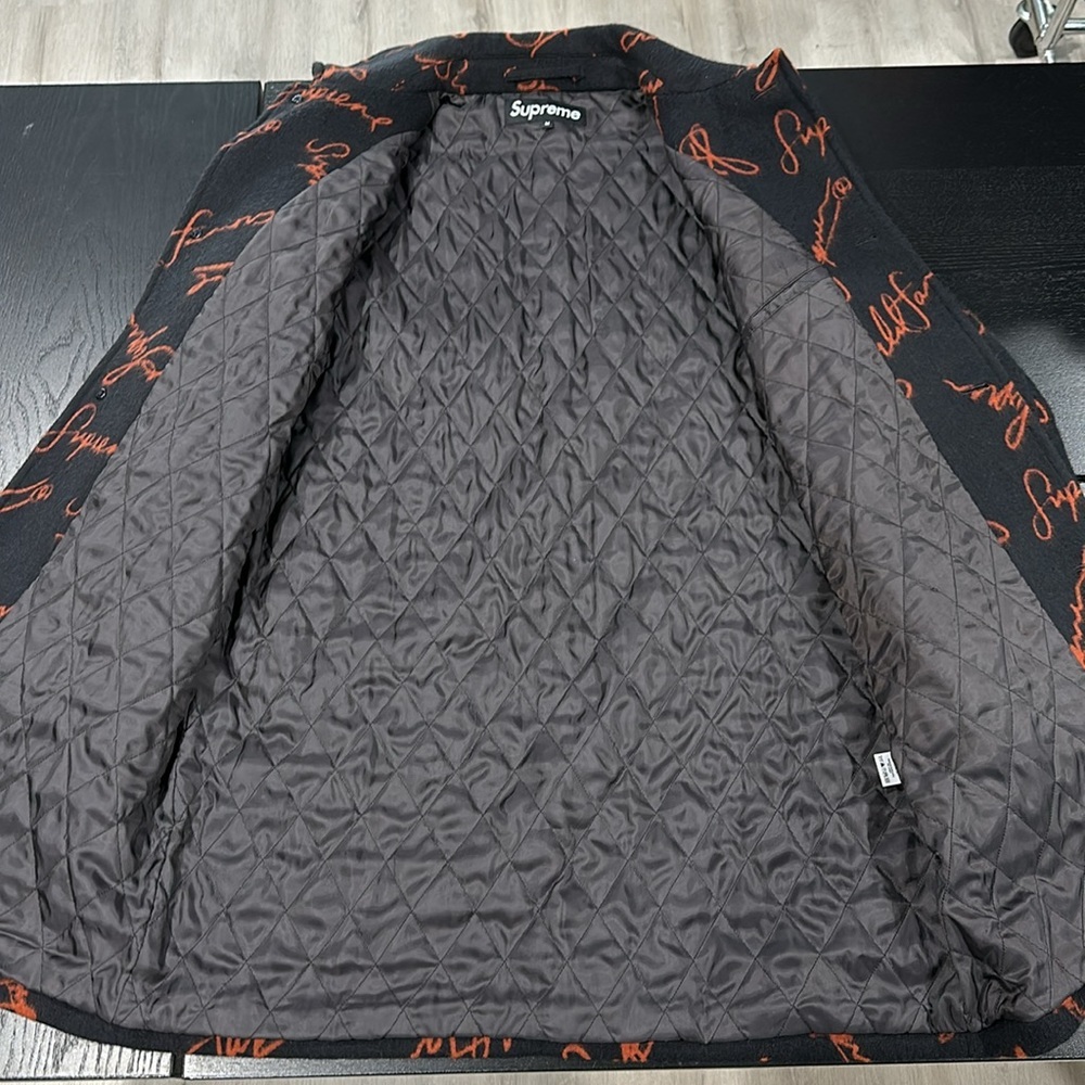 Supreme Script Logos Wool Overcoat - M - image 7